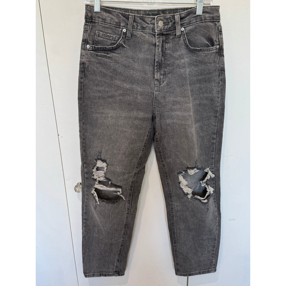 Women's Wild Fable black Distressed ripped cropped High Rise Mom Jeans Size 6